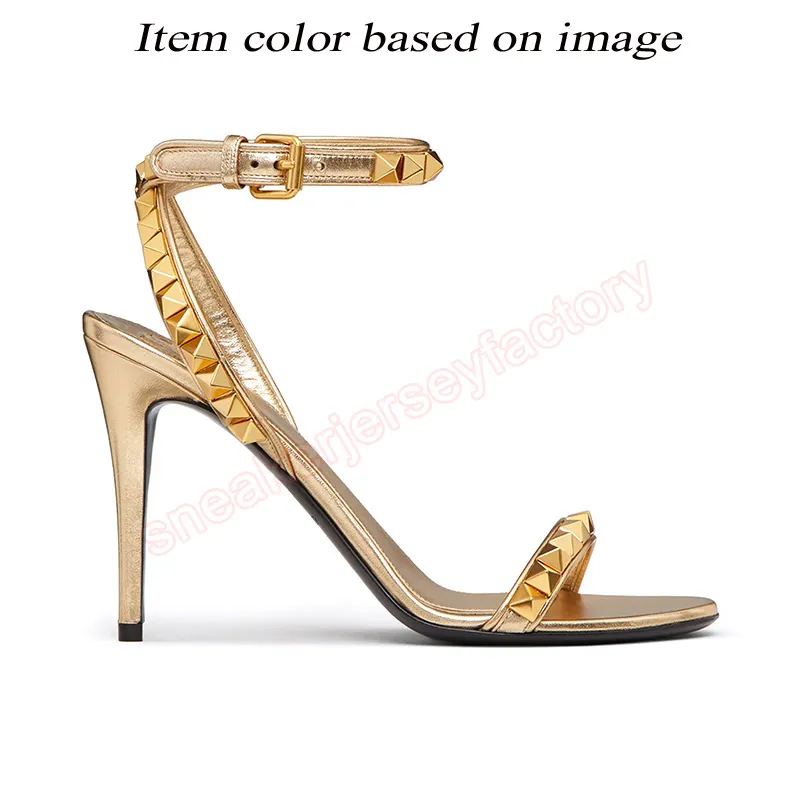 With Box Designer High Heels Valentino Sandals Luxury Women Slingback Heel Ladies Rivet Pumps code L Black White Pink Loafers Dress Shoes 2 715 DHgate