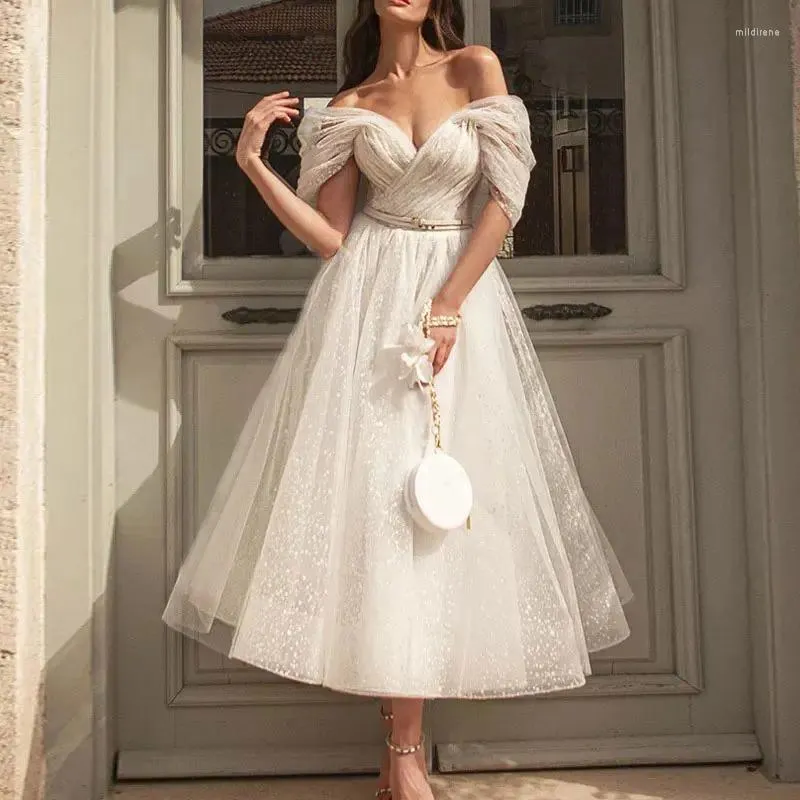 Robe de fête Femme Élégante Robe Jeunes filles demoiselle d'honneur Robe invitée de mariage dames tulle sexy v-couchoots chics de plage