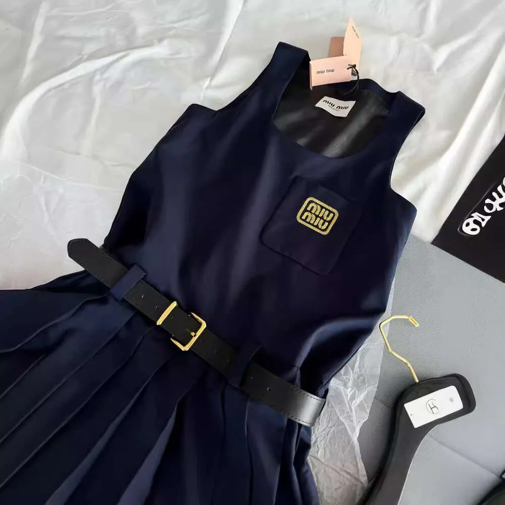 Womens Navy T-shirt Dress with Gold Thread Embroidered Logo and Belt,  Sleeveless Cotton, Summer from Dhgate Womens T-Shirt - price 86.44