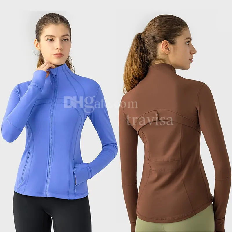 Roupa de yoga de fitness feminina jaqueta esportiva gola alta meia zíper manga longa camisa apertada yoga ginásio polegar attic casaco roupas de ginástica