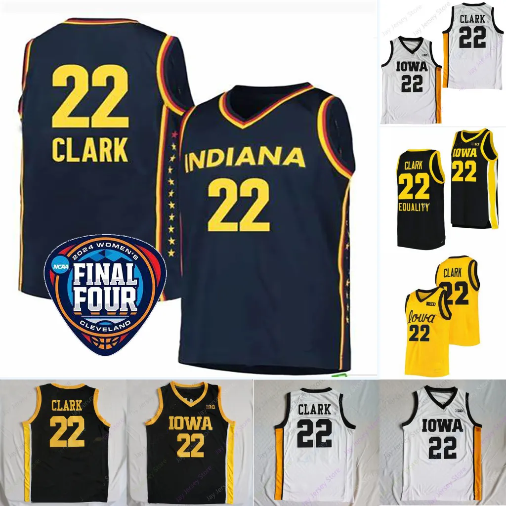 2024 Final Four Jerseys Indiana Caitlin Clark 4 Women College Basketball Iowa Hawkeyes 22 Jersey