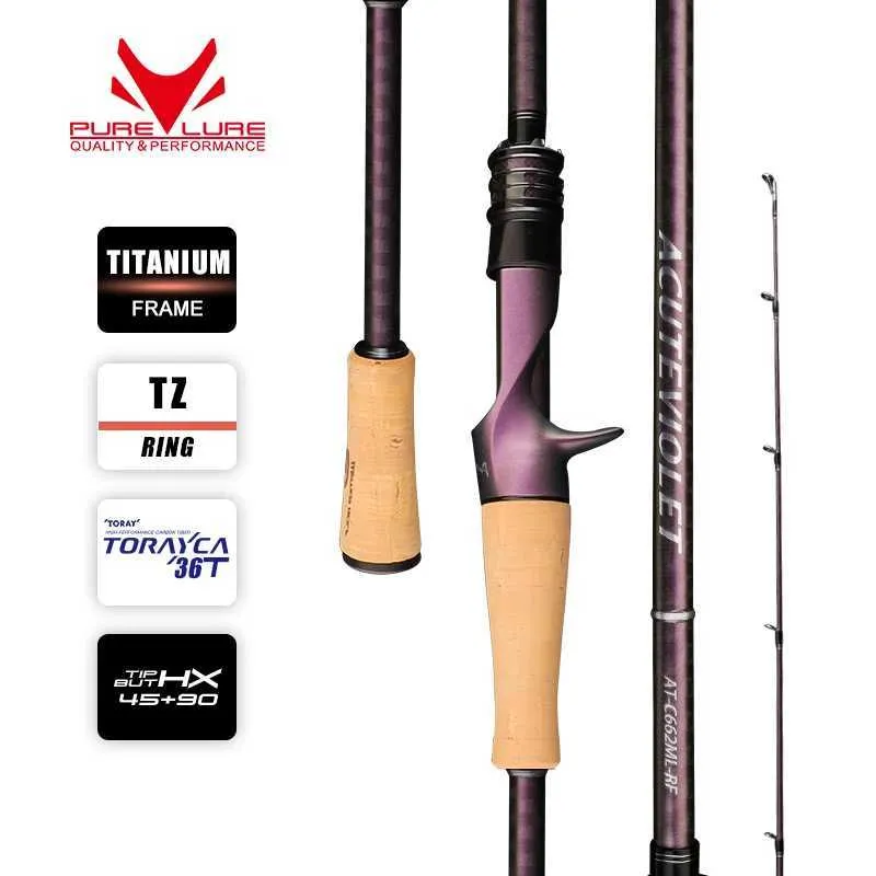 Boat Fishing Rods PURELURE ACUTEVIOLET Conventional Quick Action Rod TZ Ring Titanium Frame 6-Foot Rotating and Cast Low Bass Parker Catfish Rod Trout RodL2405