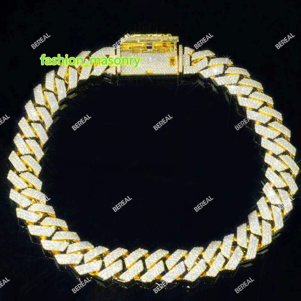 Fabryka niestandardowa realna 10K 14K Solid Gold VVS moissanite Diamond łańcuch łańcuchowy Naszyjnik mrożony Męs