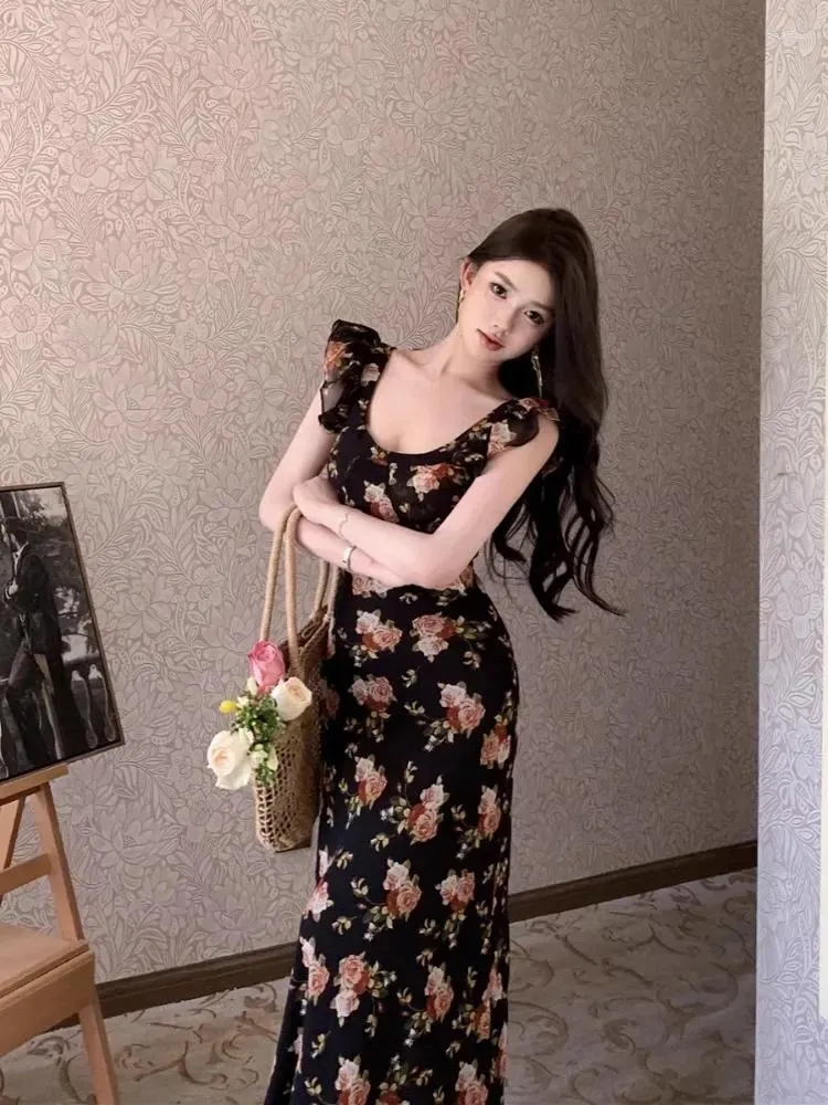 Party Dresses Topanoma Evening Women Floral Printed Sleeveless Ruffles Vintage Chic Backless Elegant Cocktail Dress Sexy Holiday From 19 25 DHgate