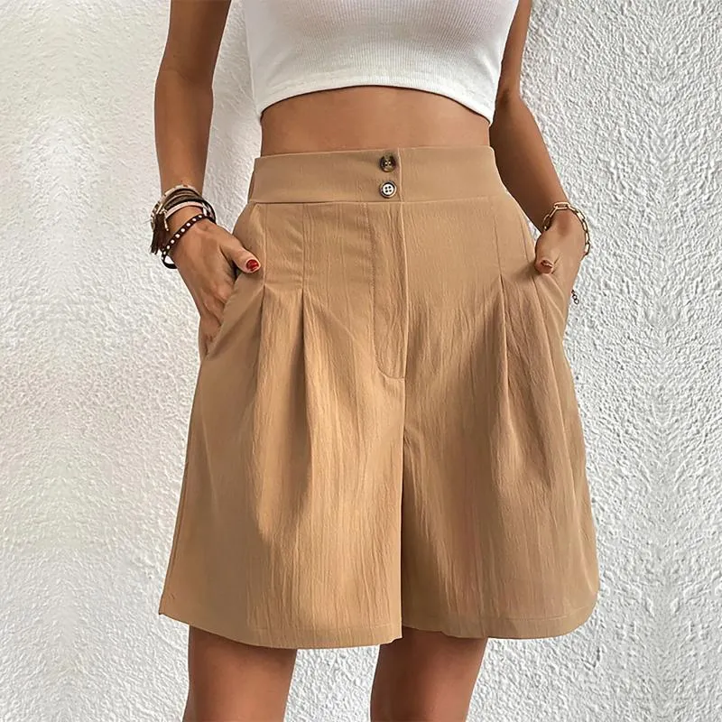 Womens Shorts Double Breasted Buckle Straight Pants High Waist Slanted Pocket Fashion Simple Suit Summer Women Workplace Trousers From 33 91 DHgate