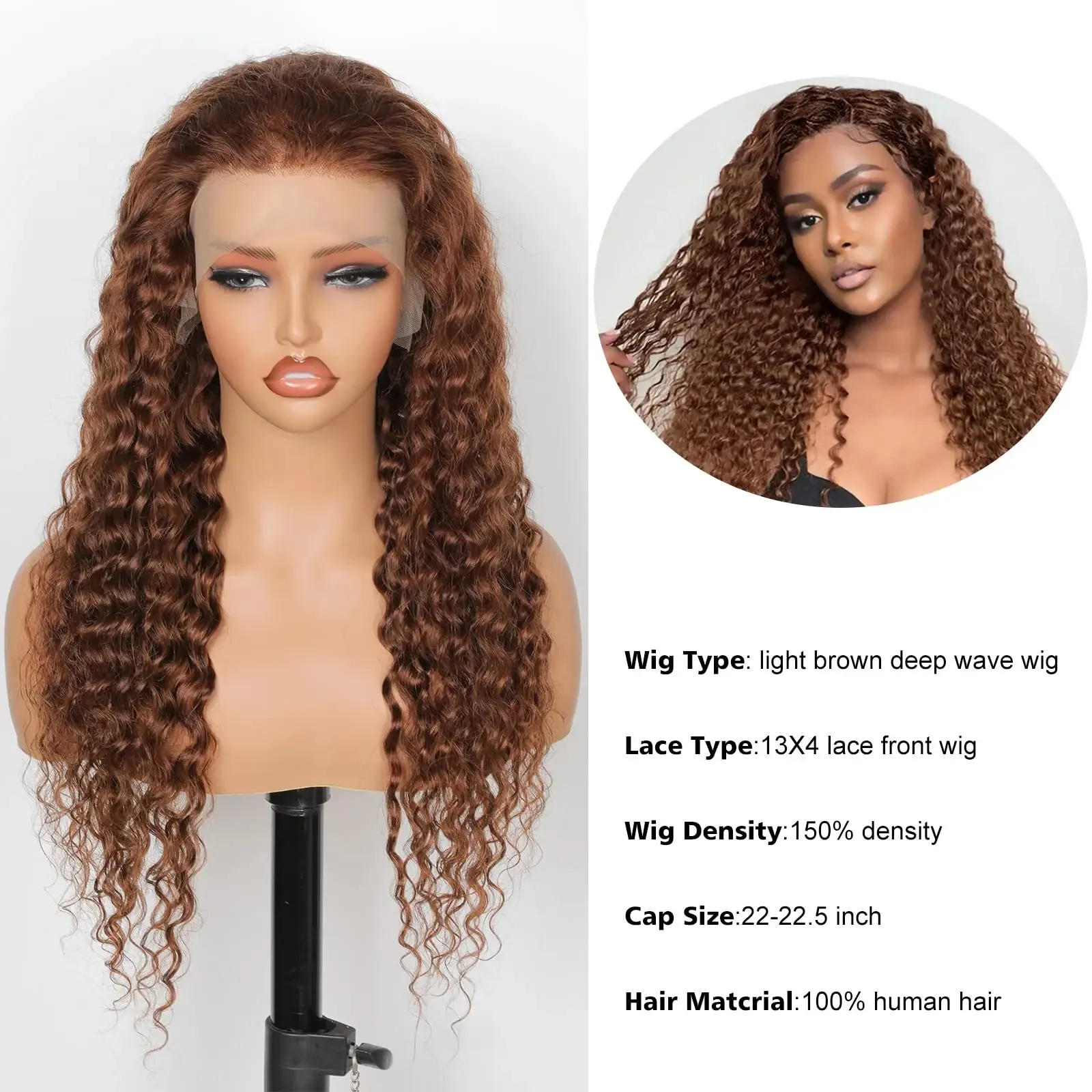22” Dark Brown Natural Wavy Lace Front Wig NEW 22 main image 3