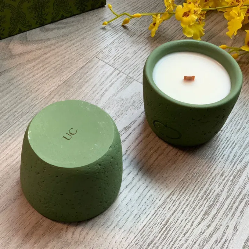 Designer Green Aromatherapy Candle Gift Box Vintage Carved avokado Grön aroma sovrum, vardagsrum doftljus natt romantiskt ljus