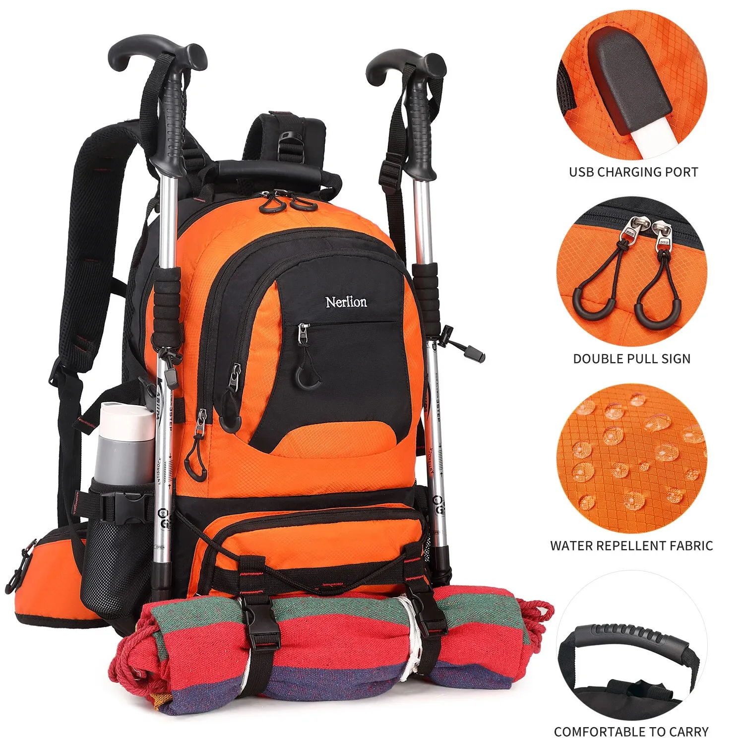 Nerlion 40L Waterproof Hiking Backpack For Men And Women Lightweight 