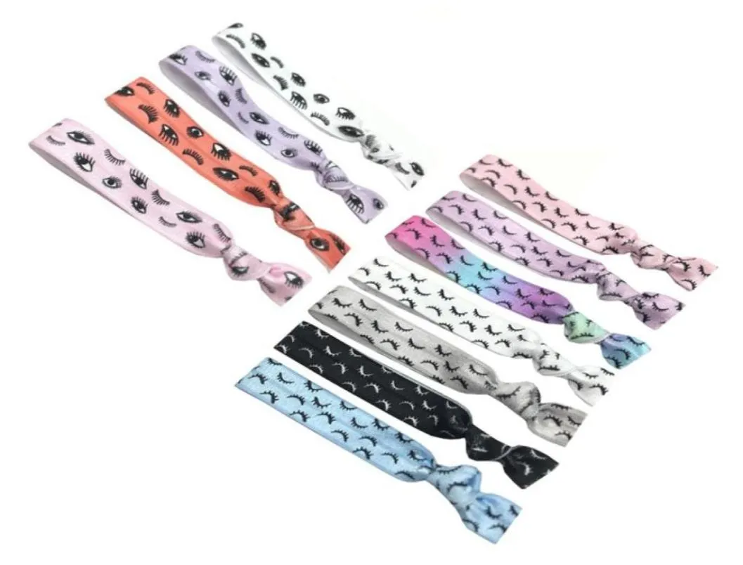 11 couleurs 200 pcslot bons cils imprimés noués à cheveux noués cravate élastique élastique bracelet filles porte-queue de cheval Bracelet93329854711325