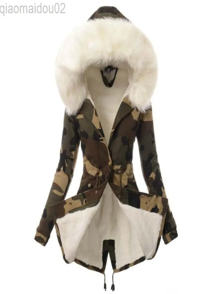 Nowe eleganckie pluszowe kurtki i kurtki dla kobiet Modna Kamuflaż Druk długie rękawy luźne swobodne żeńskie jesień zima 2021 L220806204332
