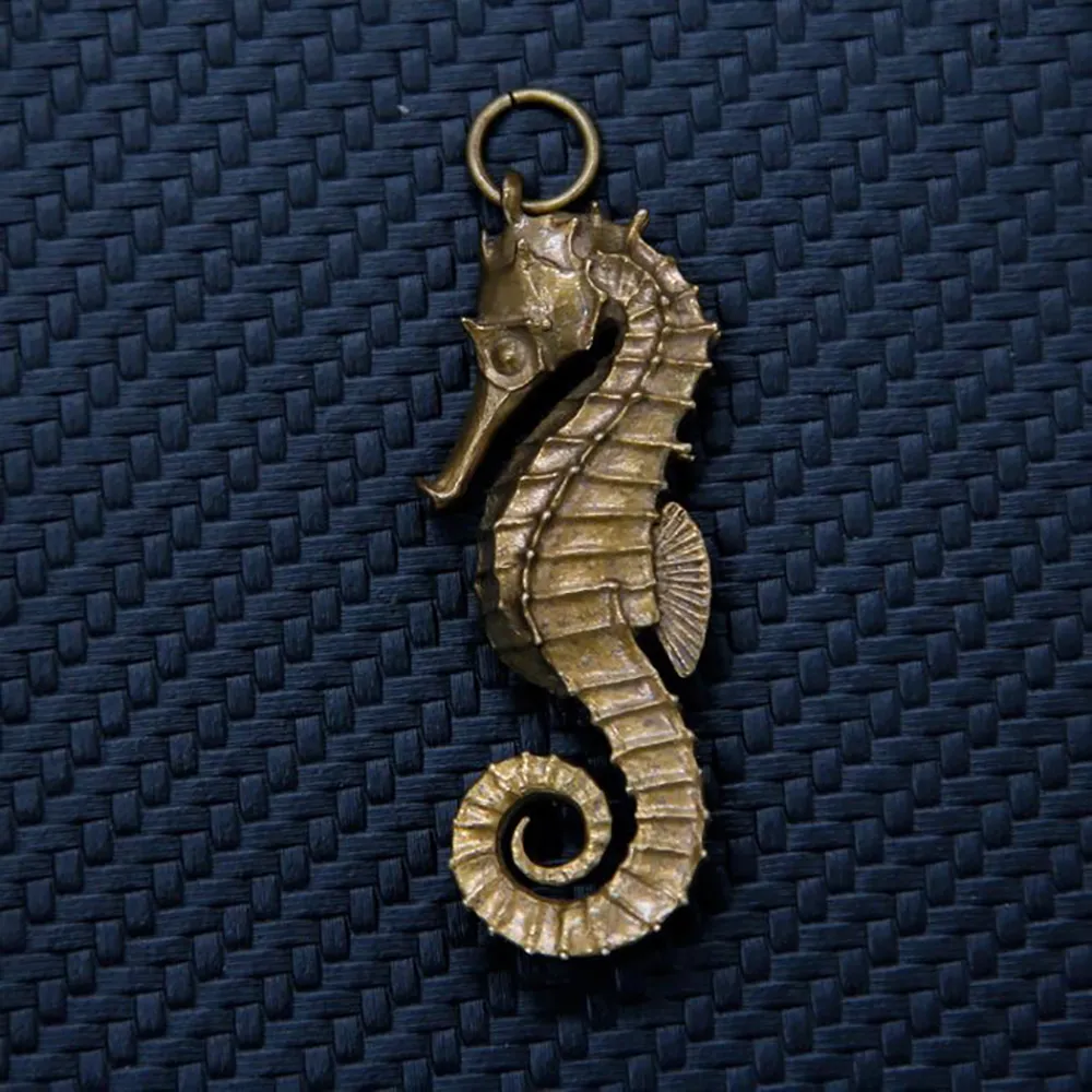 Brass Marine organism Seahorse Statue Pendant Fit For Car Motorcycle Backpack Keychain Decoration