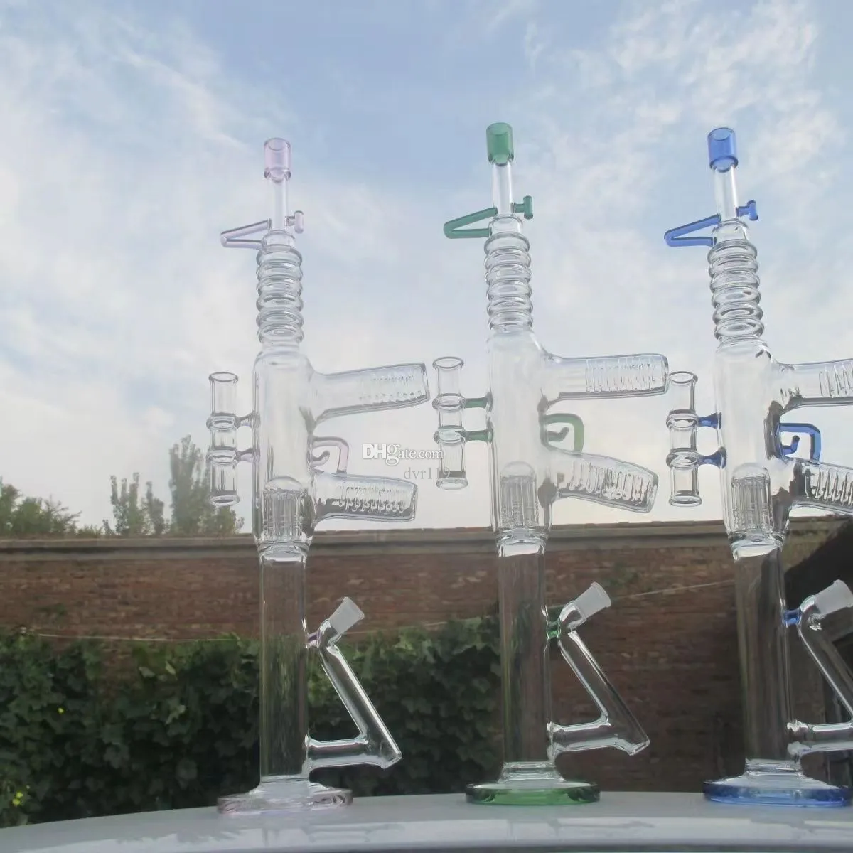 22.8 Inch AK Style Big Bong Hookahs Recycler Dab Rigs Big Glass Bongs ...