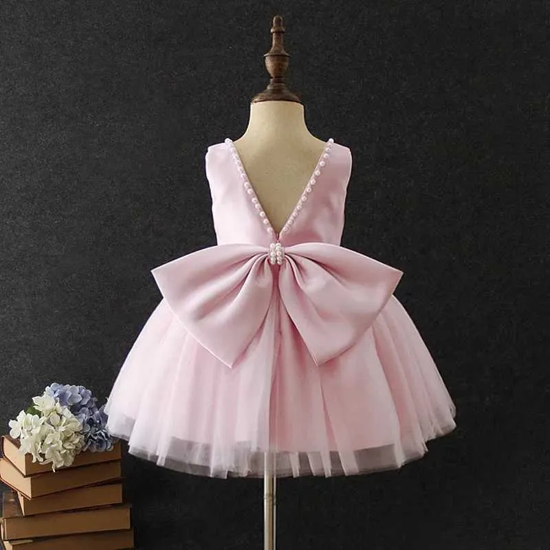 strapless open back dress Baby Girl Christening Dresses Toddler Birthday Party Dress Yellow Puffy Girl Princess Dress
