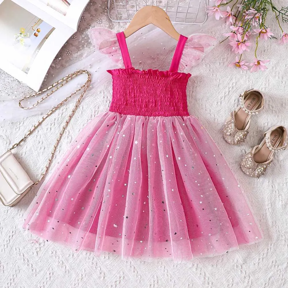 Girls Dresses Girls New Sweet And Cute Princess Dress In Summer Five Pointed Star Embellished Mesh Series Slip Dress From 25 94 DHgate