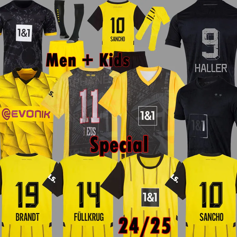 Sancho Soccer Jerseys 23 24 25 Special Haller 2023 2024 2025 Reus Football Shirt Adeyemi Hummels Brandt Dortmund All Black Moukoko Pre Match Men Kids Kits Borussia