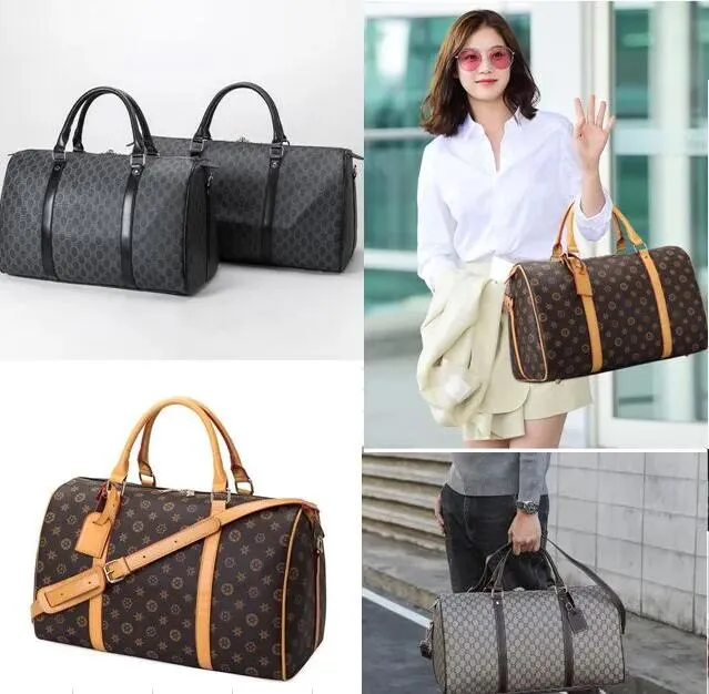 Sac de mode masculin Duffel Black Pu Le cuir de voyage Sac de voyage pour femmes grandes capacités Handle Gentleman Business Hands sac à main avec bandoulière