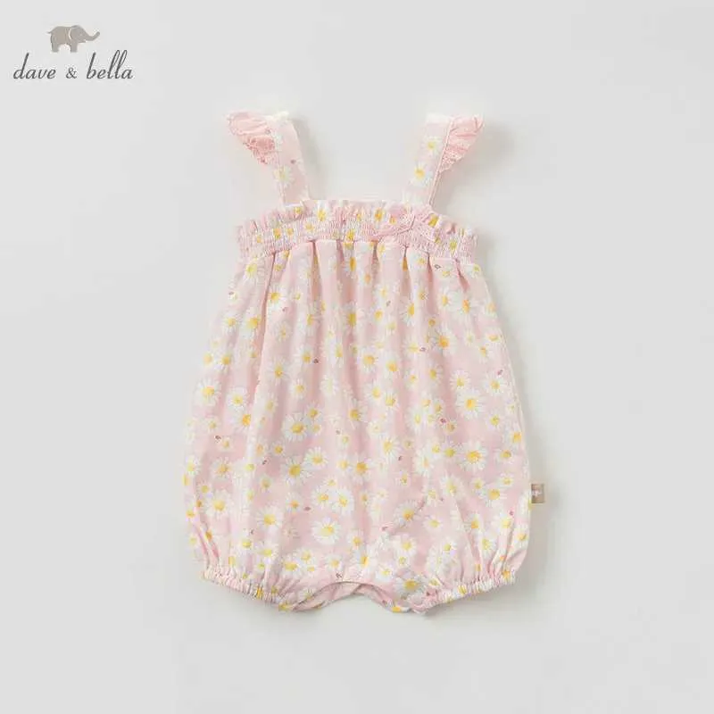 Rompers DBH10800 Dave Bella pasgeboren baby katoen jumpsuit Childrens Summer Jumpsuit 1 stuk D240516