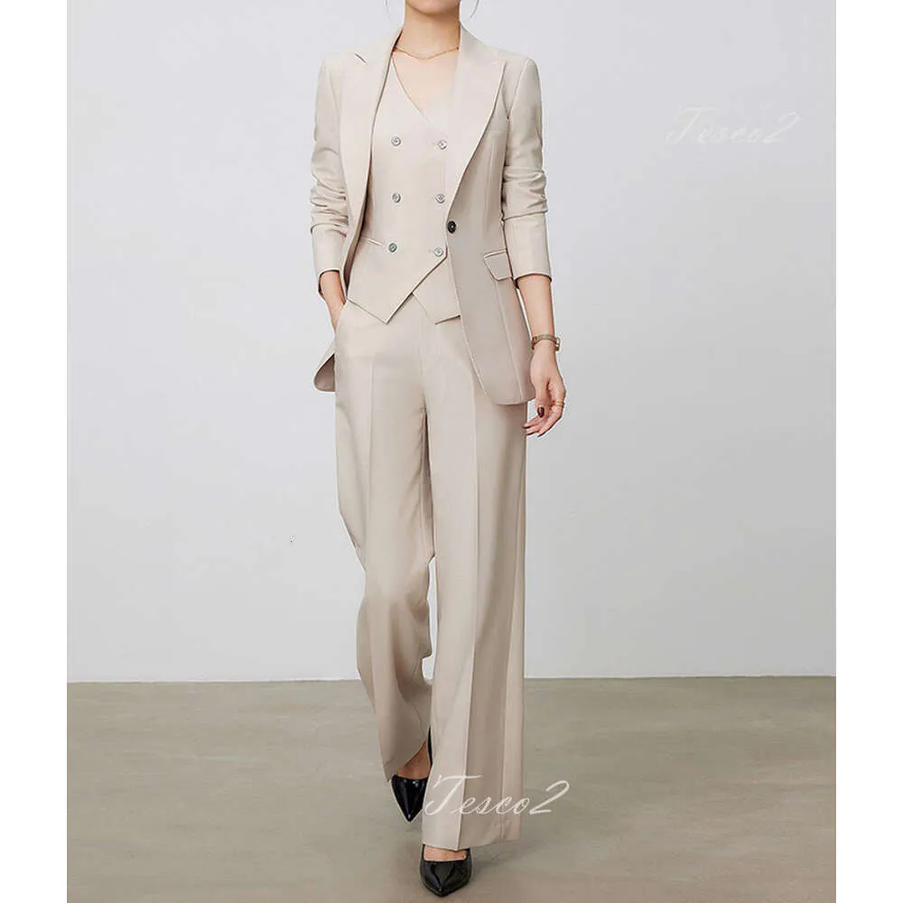 Tesco Women Elegant Suit Long Sleeve Blazer Straight Leg Pants Vest Senior Outfits For Work Party Female Pant Sets 2024 From Kuhone 72.37 DHgate.Com