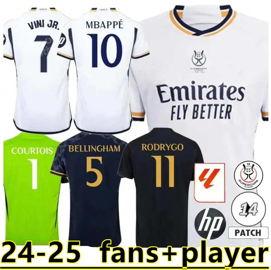 S-4XL 23 24 25 Bellingham voetballen Jerseys Real Madrids 2023 Vini Jr Mbappe Camavinga Rodrygo Rudiger Modric Kroos Tchouameni Valverde Men Kids Shirt Uniforms 888888 888888