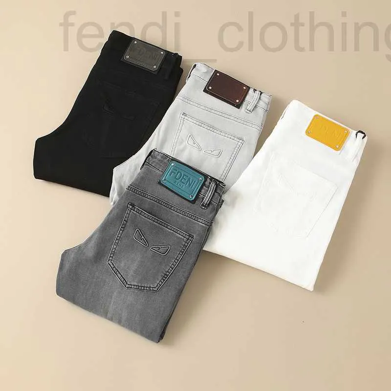 Men's Jeans Designer Brand 2024 Spring/summer New Mid Waist Slightly Elastic Thin Small Straight Leg Pants High Quality White Black Gray Light Color for Men TZ12
