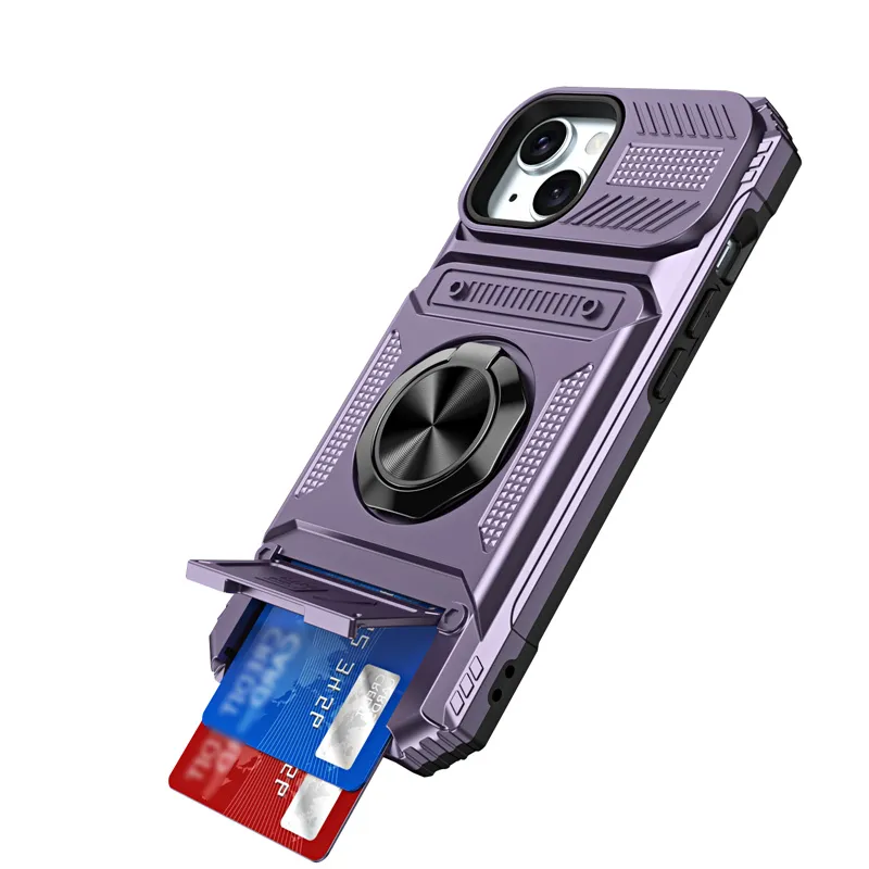 Custodia Antiurto IPhone Con Anello Porta Carte – Per 15/14/13/12/11 Pro Max – TPU+PC