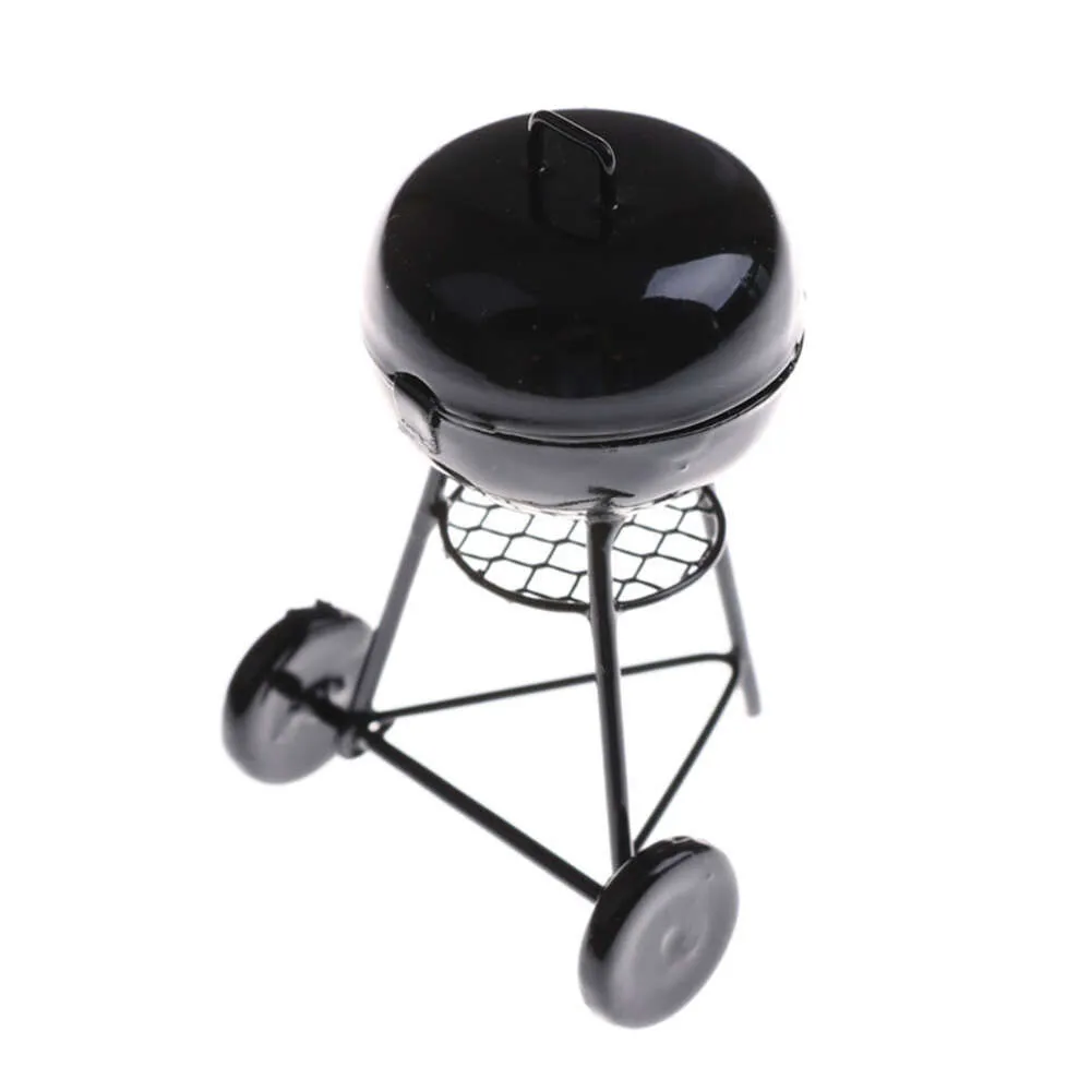 1:12 Dollhouse Miniature Black BBQ Grill Model Accessoires de cuisine pour Doll House Garden Outdoor décor Kids Kid Toys Toys