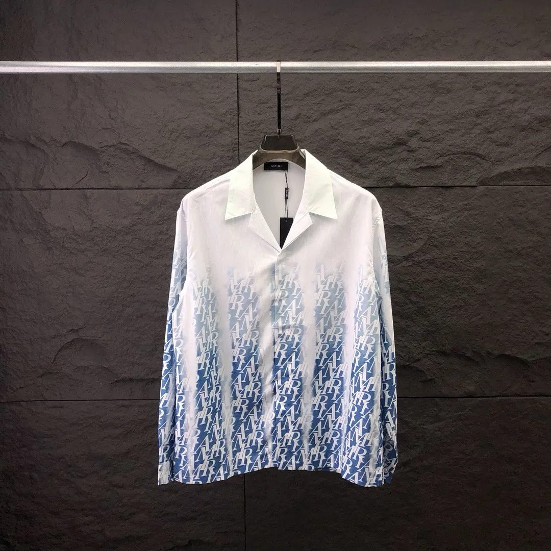Chemise Luxe Herren Shirt Langes Kurzarm Shirt Designer Shirt Fashion Blue Brand-Druck Designer-Shirt zweiteiliger Set-Knopf asiatische Größe M-3xl yyg