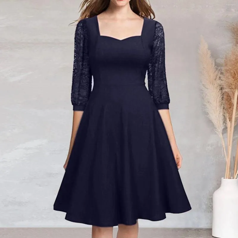 sachin and babi light blue dress Windsor Charming Floral Chiffon Lace Trim Skater Dress main image 0