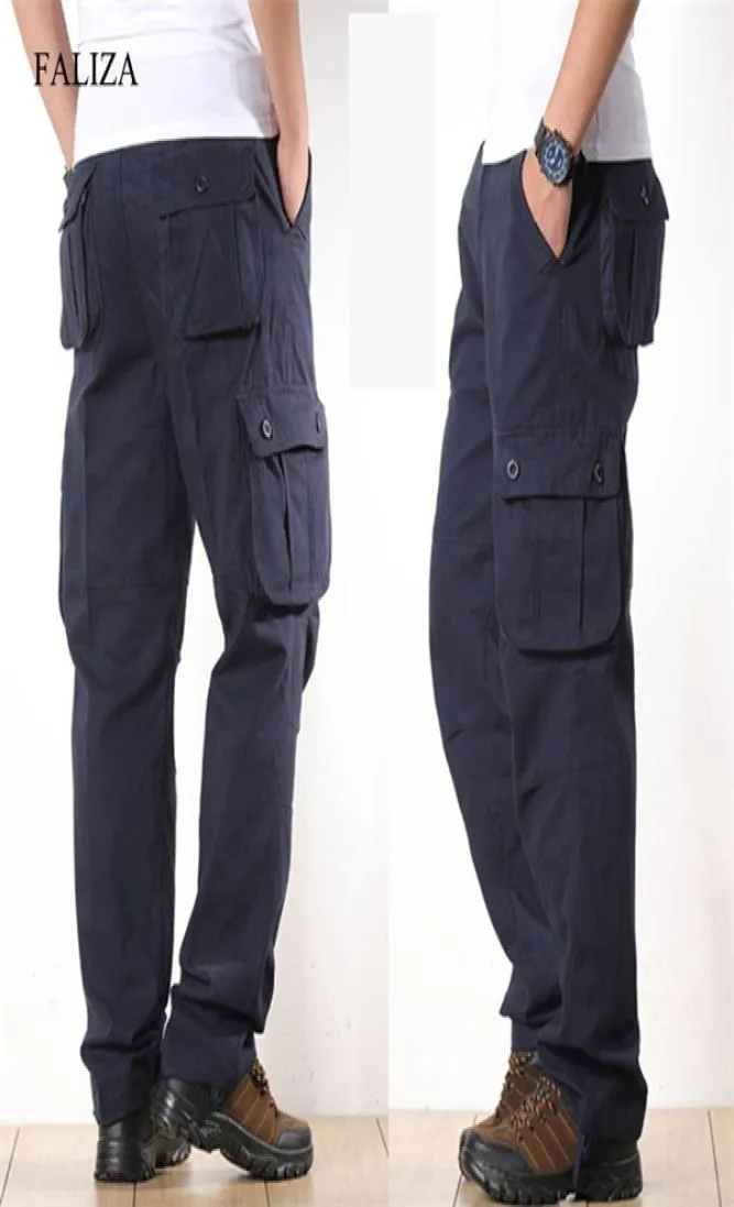 Faliza Men039s Spodnie towarowe Multi Pockets Style Wojskowe spodnie taktyczne bawełniane men039s proste swobodne spodnie dla M2588590