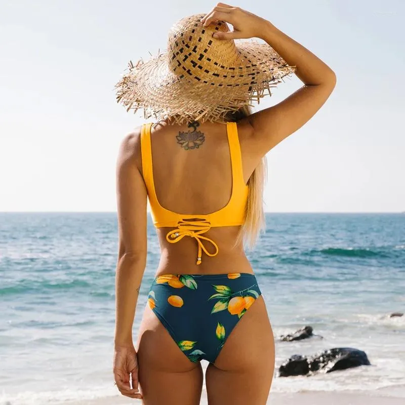 Two piece yellow bathing suit 2025