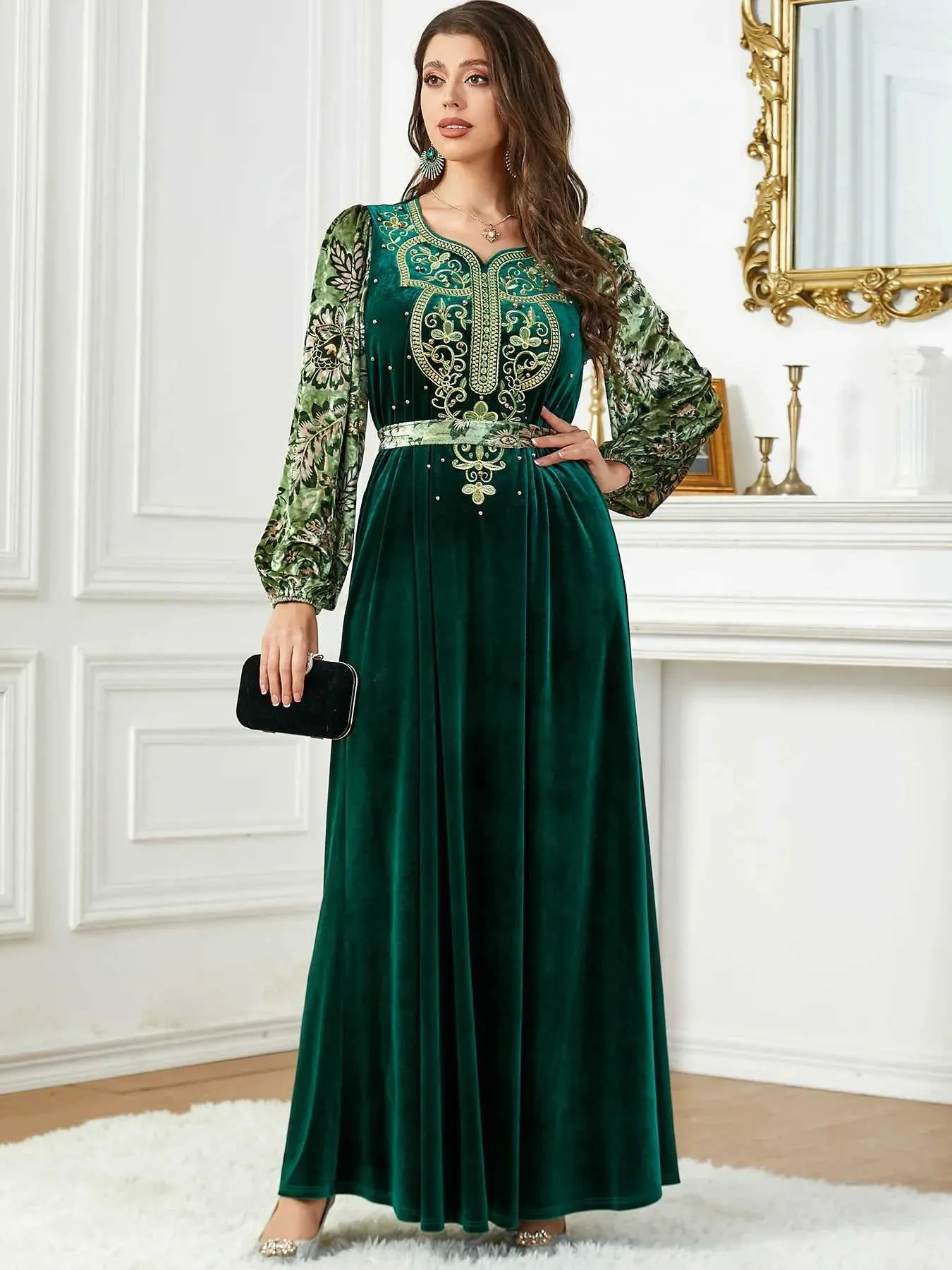 strapless dress with long sleeves Wren Strapless Ruched Formal Dress And Gloves Set main image 1