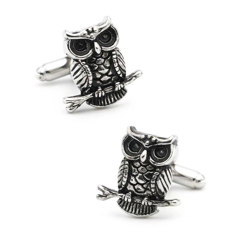 Cuff Links Retro Design Mens Owl Cufflinks High Quality Copper Material Black Cufflinks Wholesale and Retail