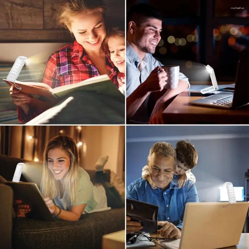 Bordslampor Nattljus för sovrum Clip-On Reading Portable laddningsbara långvariga sängar Bokmärken Lampläsare