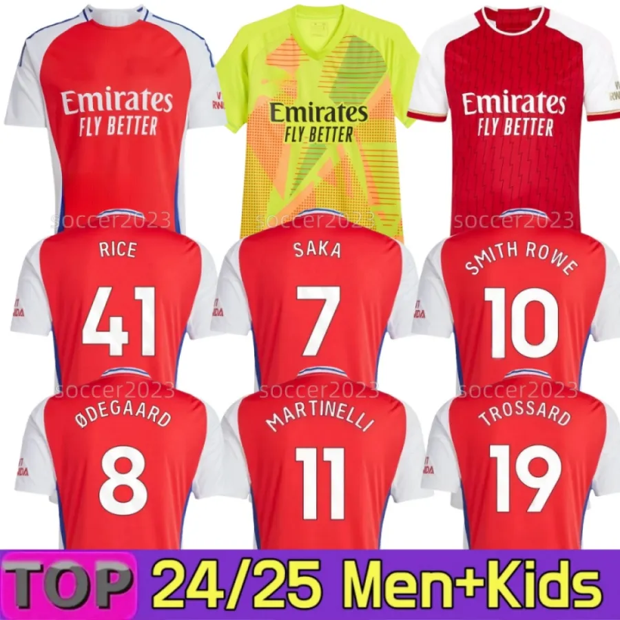 24 25 G.Jesus Soccer Jerseys Rice Smith Rowe Rowe Saka Игрок J.Timber Martinelli Russo 2023 2024 Футбольная рубашка мужчина детей Odegaard Sambi Fabio Vieira Saliba Havertz