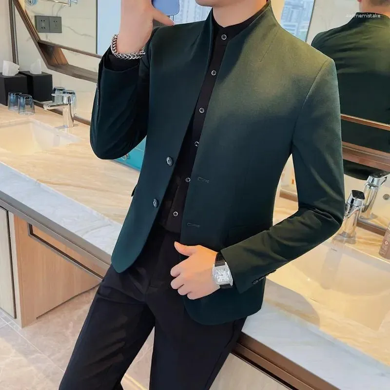 Men s Suits Latest Designer Stand Collar Business Social Blazers Fashion Slim fit Casual Banquet Dress Suit Jacket Tuxedo For Men