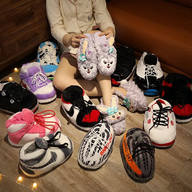 Sneaker plush slippers discount