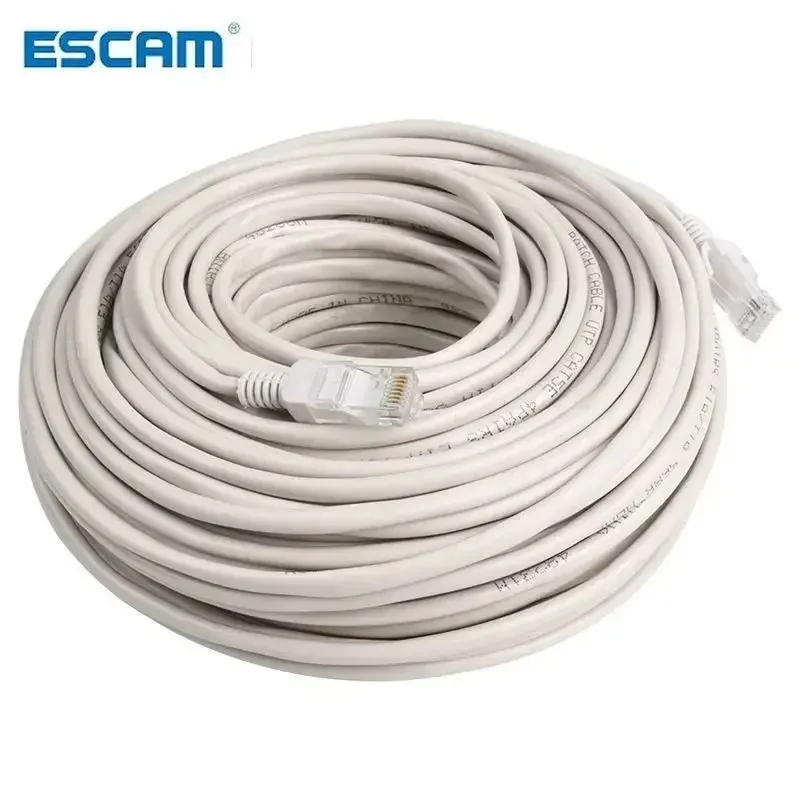 ESCAM Cat5 Ethernet Network Cables 20m LAN Patch Leads Gray And White ...