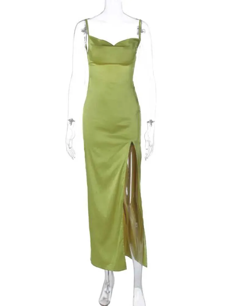 Runway Dresses Satin Backless Maxi Dress for Women Summer Spaghetti Strap  Sleeveless High Split Ankle-Length Dress from Dhgate Runway Dresses - price  10.68
