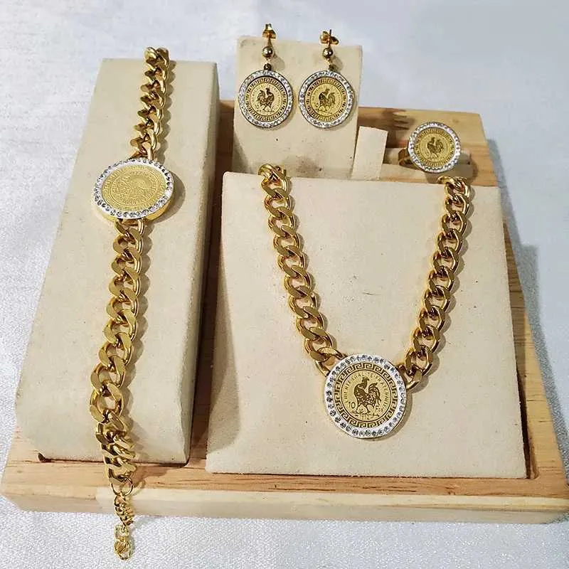 Ensemble De Bijoux De Collier Pendentif Par Coq, Chaîne En Acier