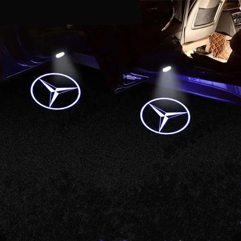 Duleutgnu confezione da 2 luci per porta auto con logo LED, illuminazione per porte auto con proiettore di benvenuto, luci LED 3D ultra luminose compatibili con Mercedes Benz W203 CLK
