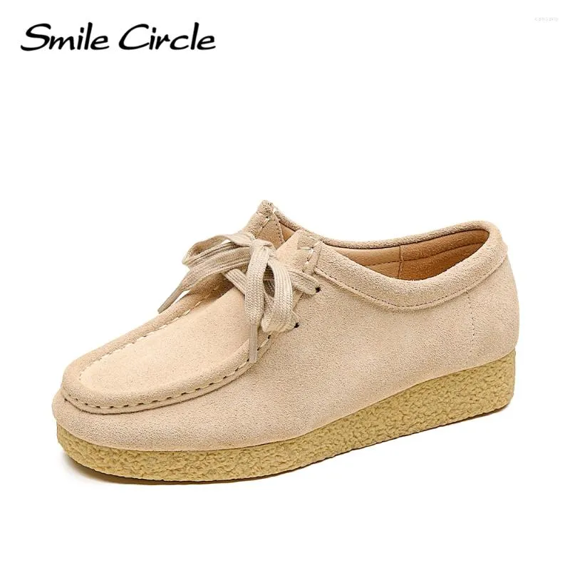 Casual Shoes Smile Circle Wallabee Suede Leather Flat Women Lace Up Derby Autumn Oxfords From 44 99 DHgate