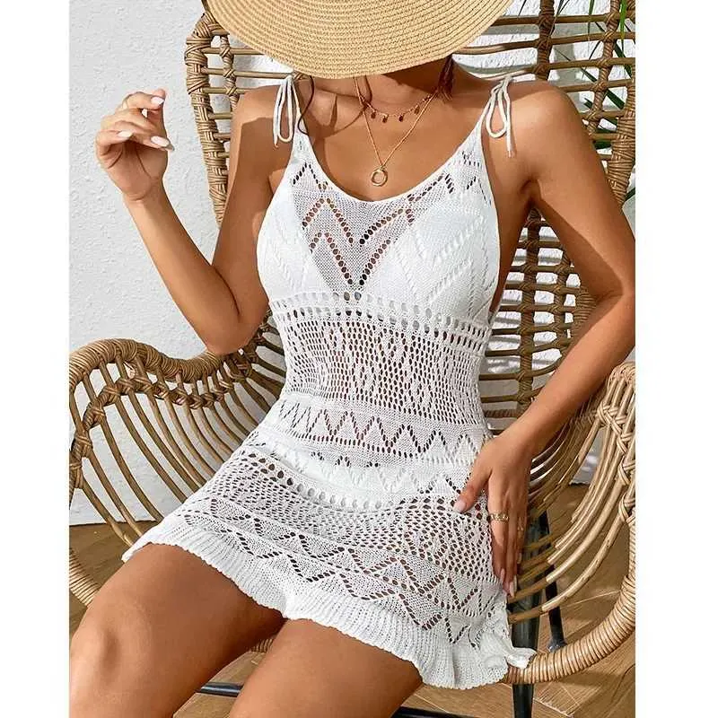 beach chic dress code Gottex Beach Life Geometric Crochet Mini Beach Dress Cover-Up main image 0