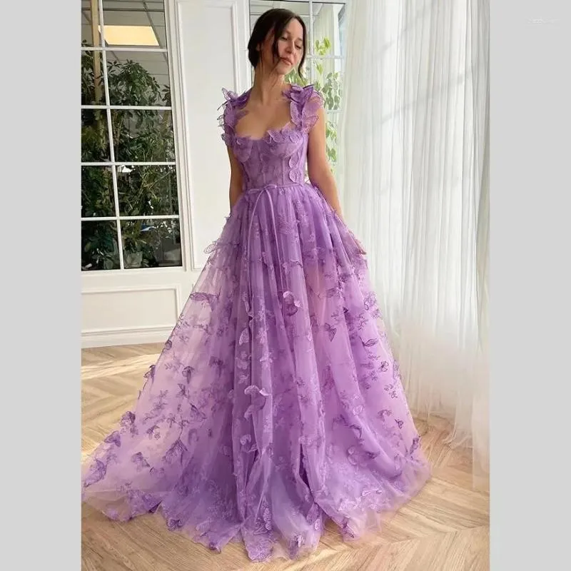 Womens 3D Butterfly Tulle Prom Dress With High Slit And Flutter Sleeves   Floor Length A Line Evening Gown For Weddings & Formal Events From  Blessuillan, $52.13 | DHgate.Com
