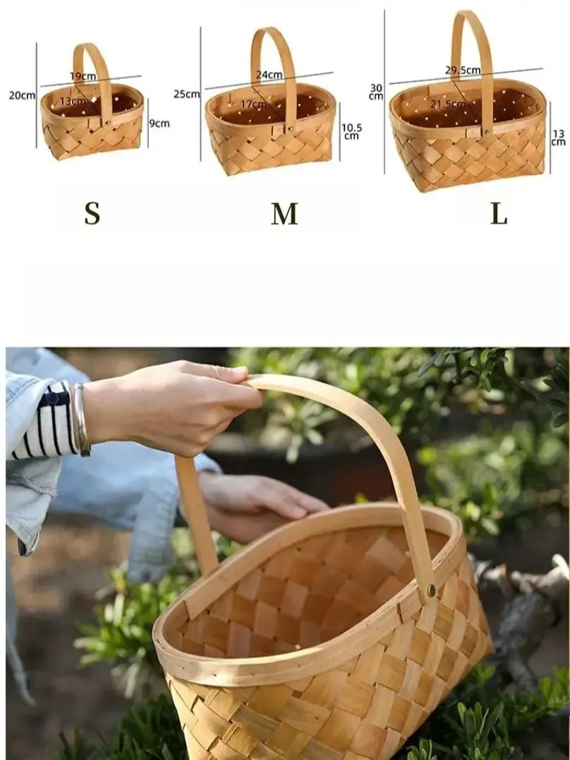 Panier De Récolte En Rotin Lavable - Grand Modèle 30x23 Cm - Pour Fruits, Légumes, Pique-nique Ou Décoration