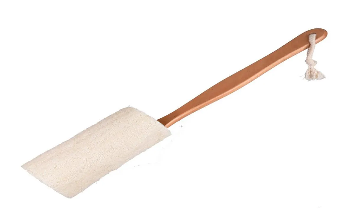 Long Handled Natural Loofah Bath Brushes For Disabled With Wood Handle