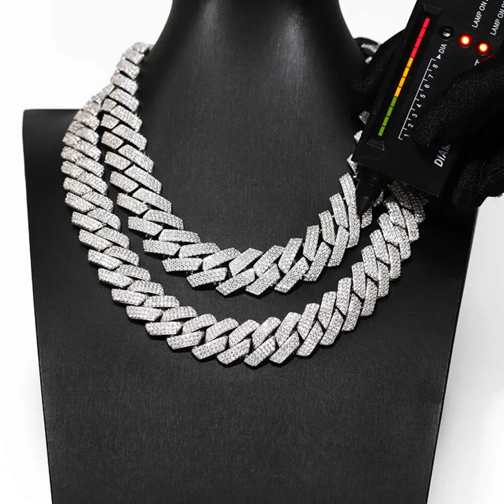 Designer Modeschmuck Anhänger 20 mm 3 Reihen Hip Hop Dia Moissanite CRA Kubanische Kette Sterg Sier Goldplatte Fein Xiha_voghion.com