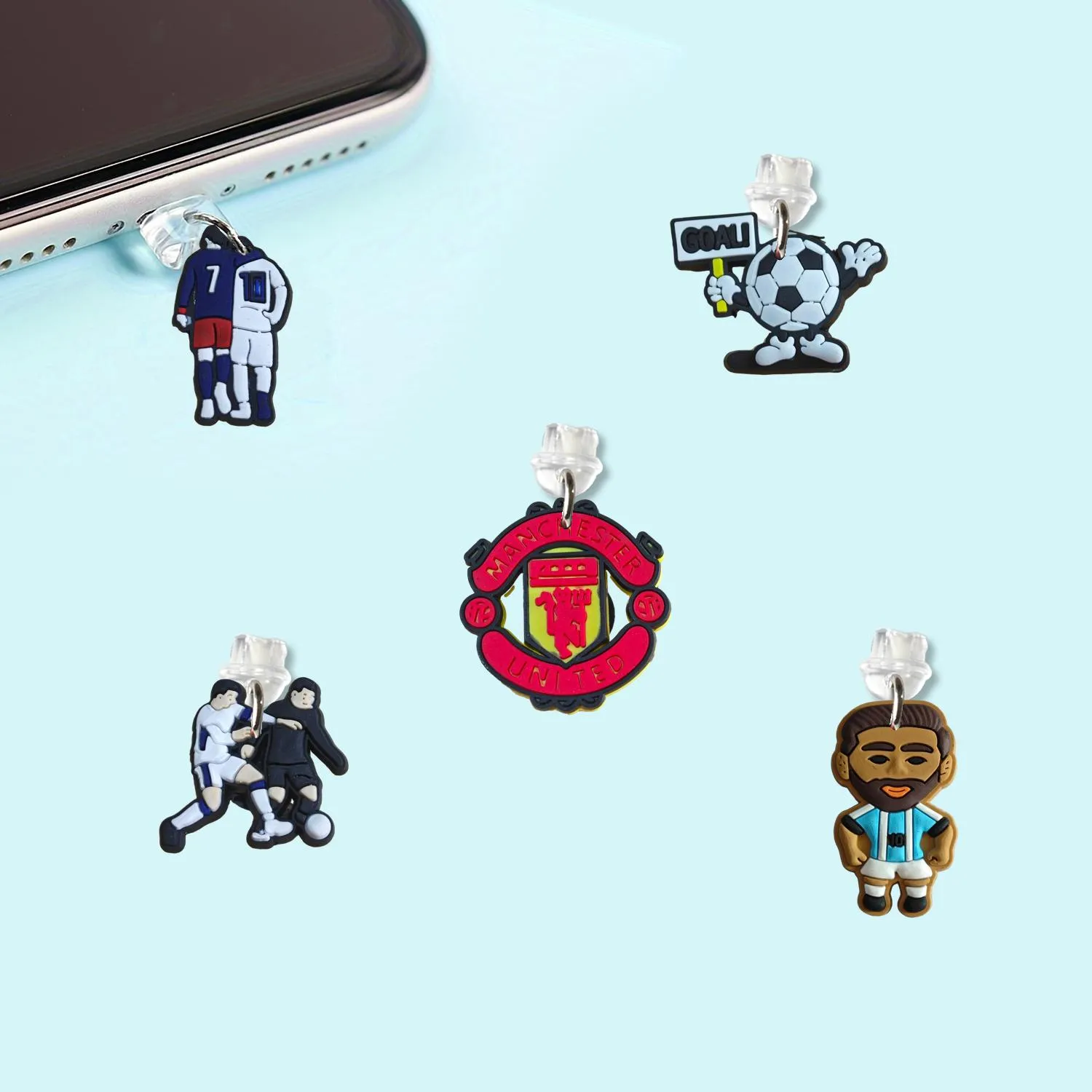 Autres pièces de téléphone portable Football 56 Plug à poussière en forme de dessin de dessin mignon anti-compatible avec charme pour Type-C New USB Charging Port Drop Deli Otwyj