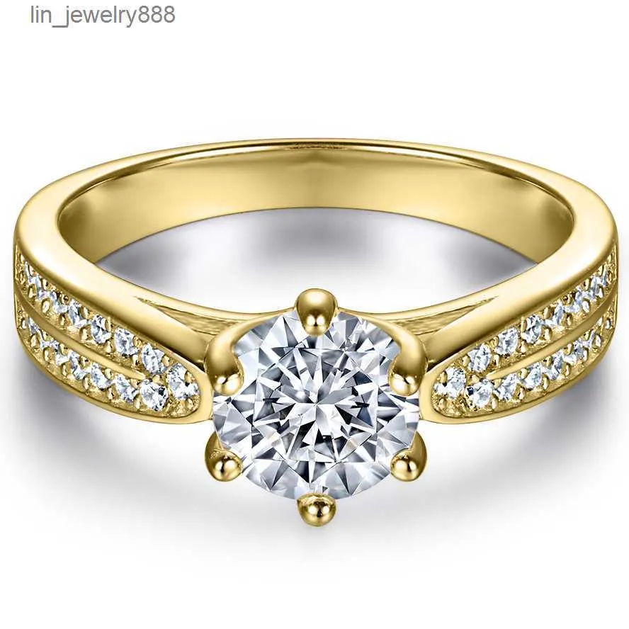 18k Real Gold Round Cut Diamond Claw Setting Wedding Band High Quality Wholesale Womens Gold Non Traditional Engagement Rings From Lin jewelry888 43.22 DHgate.Com