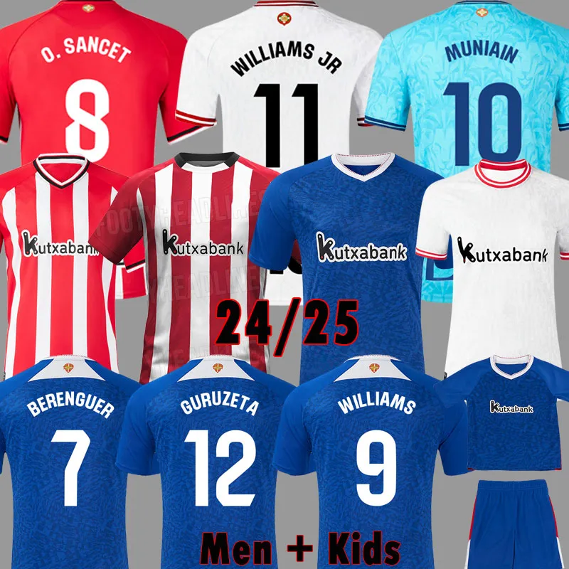 24 25 Club Bilbao Soccer Jerseys Berenguer 2024 2025 Muniain Athletic Williams JrフットボールシャツRaul Garcia Villalibre Camiseta Sancet