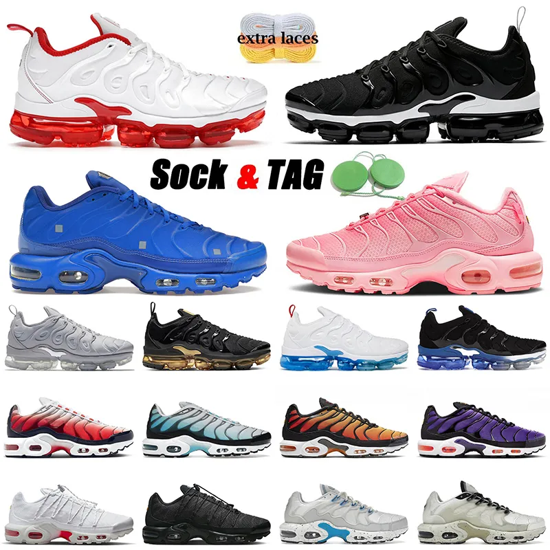 TN Buty do biegania projektant TN Plus Sneakers Męskie Kobiety Cherry Cool Grey All Biała czarna platforma butów tenisowych Trenery zewnętrzne Mokasyny